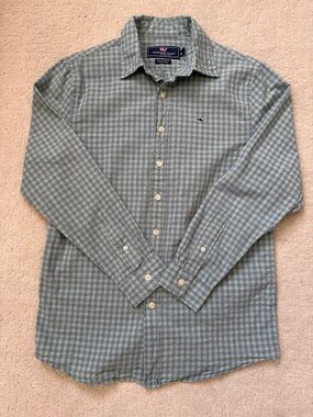 Vineyard Vines Boys Green Plaid Button-Down Shirt size L (16) Like new